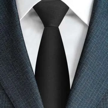 Puistr Men's Ties Solid Pure Color 3.15" (8CM) Necktie Plain Formal Black Ties For Men