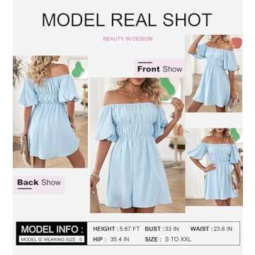 Dokotoo Women One Shoulder Dresses Fashion 2025 Lantern Sleeve Blue Pirate Dress Ruffle Elastic Wais...