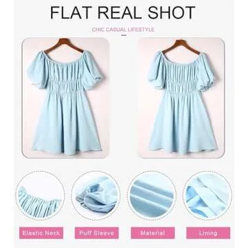 Dokotoo Women One Shoulder Dresses Fashion 2025 Lantern Sleeve Blue Pirate Dress Ruffle Elastic Waist A-Line Spring Dresses for Wedding Guest XX-Large
