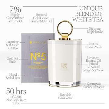 ESNA HOME Aromatherapy Scented Candles | Lavender Essential Oil | 50 Hours Burn Soy White Candles | Celebrate Mom Self Care Present for Mom | Unique Present Room Decor Candle for Home Scented