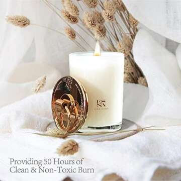 ESNA HOME Aromatherapy Scented Candles | Lavender Essential Oil | 50 Hours Burn Soy White Candles | Celebrate Mom Self Care Present for Mom | Unique Present Room Decor Candle for Home Scented