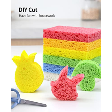 ARCLIBER Cellulose Sponges,Heavy Duty Scrub Kitchen Sponge,Clean Tough Messes Without Scratching Sponges Kitchen,Pop Up Eco Sponges DIY (6 Pack)