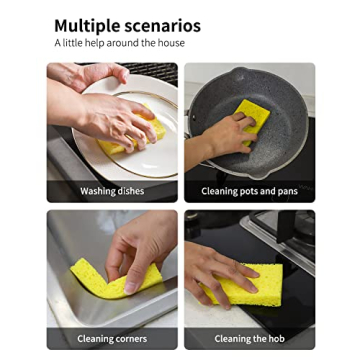 ARCLIBER Cellulose Sponges,Heavy Duty Scrub Kitchen Sponge,Clean Tough Messes Without Scratching Sponges Kitchen,Pop Up Eco Sponges DIY (6 Pack)