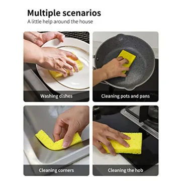 ARCLIBER Cellulose Sponges,Heavy Duty Scrub Kitchen Sponge,Clean Tough Messes Without Scratching Sponges Kitchen,Pop Up Eco Sponges DIY (6 Pack)