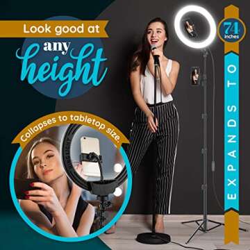GearLight 10" Ring Light Tripod with LEDs, Dual Phone Holders - for Makeup, Photography, Room Décor