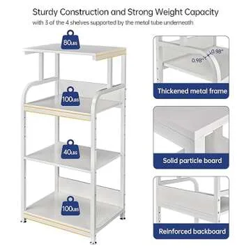 Fannova White Printer Stand with Wheels for Home Office