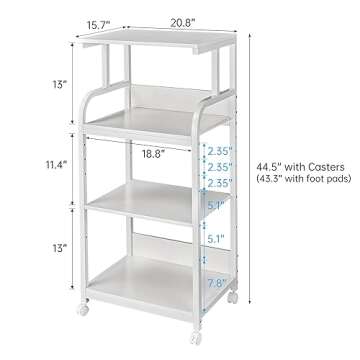 Fannova White Printer Stand with Wheels for Home Office