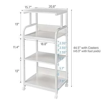 Fannova White Printer Stand with Wheels for Home Office
