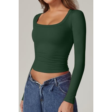 Stylish QINSEN Women's Cropped Long Sleeve Top for Every Occasion