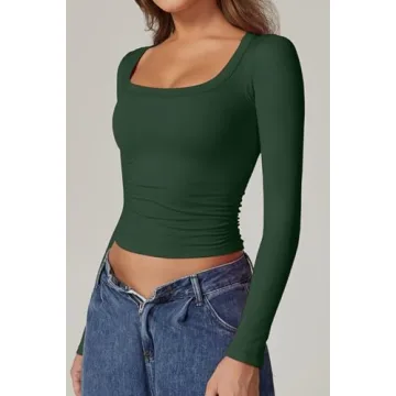 Stylish QINSEN Women's Cropped Long Sleeve Top for Every Occasion