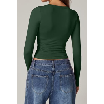 Stylish QINSEN Women's Cropped Long Sleeve Top for Every Occasion