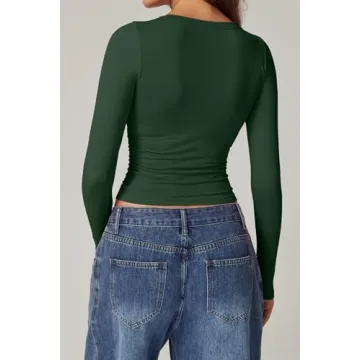 Stylish QINSEN Women's Cropped Long Sleeve Top for Every Occasion