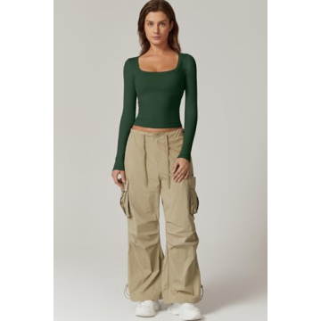 Stylish QINSEN Women's Cropped Long Sleeve Top for Every Occasion