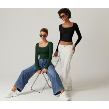 Stylish QINSEN Women's Cropped Long Sleeve Top for Every Occasion