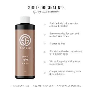 SJOLIE Spray Tan Solution - No. 9 - Medium Hydrating Tanning Spray | Sunless Tanner for Long Lasting...