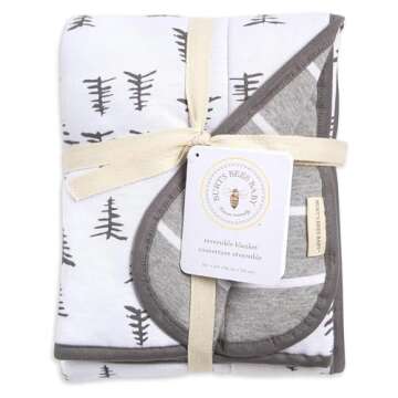 Burt's Bees Baby Infant Reversible Blankets 100% Organic Cotton GOTS Certified - Pine Forest Prints ...