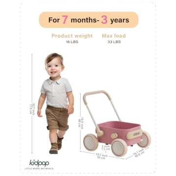 PULA Baby Push Walker with Wheels - Toddler Wagon for Ages 6-12 Months