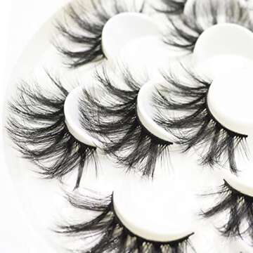 DAODER False Eyelashes 25mm Lashes Wispy Long 8D Mink Lashes Dramatic Volume Fluffy Eye Lashes Pack for Women 7Pairs Soft Reusable Fake Eyelashes