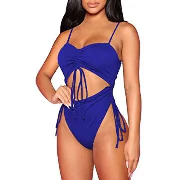 Viottiset Women’s Drawstring Cut Out Swimsuit in Blue