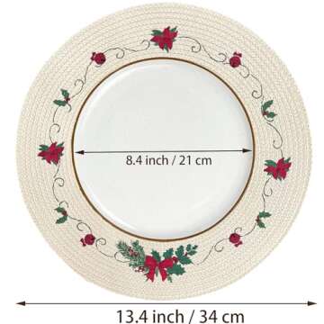 LaneVines Christmas Placemats Set of 4 Round Placemats Christmas, Embroidered Christmas Decorations ...