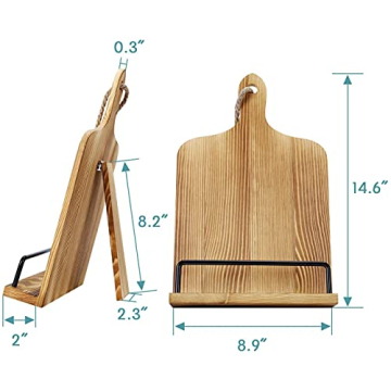 Rustic Soligt Cookbook Stand with Adjustable Kickstand