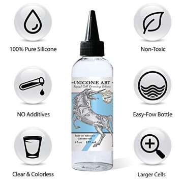 Acrylic Pour Oil for Art - 100% Pure Silicone - Large 6 oz. Size - Highest Grade - Magical Cell Forming Silicone Oil - Great Value