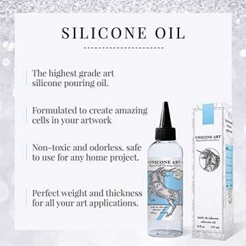 Acrylic Pour Oil for Art - 100% Pure Silicone - Large 6 oz. Size - Highest Grade - Magical Cell Forming Silicone Oil - Great Value
