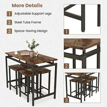 Stylish Recaceik 5 PCS Dining Table Set for Small Spaces