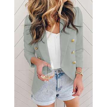 Asvivid Womens Blazer Casual Long Sleeve Vintage Double Breasted Spring Fall Work Office Jackets Bla...