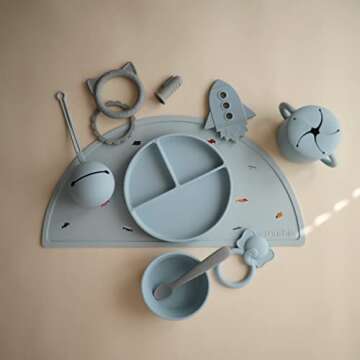 Mushie Silicone Placemat for Kids - Retro Cars Design