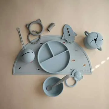 Mushie Silicone Placemat for Kids - Retro Cars Design