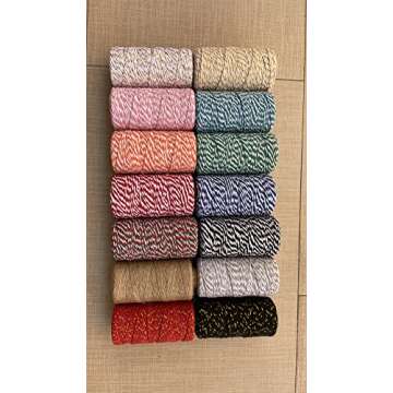 Twine String,328 Feet White Pink Twine Bakers String Craft Making Knitting Macrame Rope DIY Wedding ...