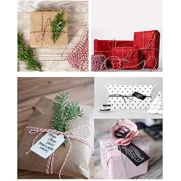 Twine String,328 Feet White Pink Twine Bakers String Craft Making Knitting Macrame Rope DIY Wedding Decor Supply Christmas Wrapping Butchers String Rope…