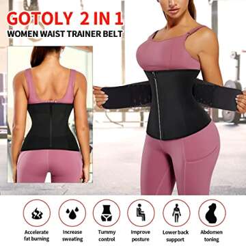 Gotoly Women Waist Trainer Corset Cincher Belt Tummy Control Slimming Body Shaper Belly Workout Spor...