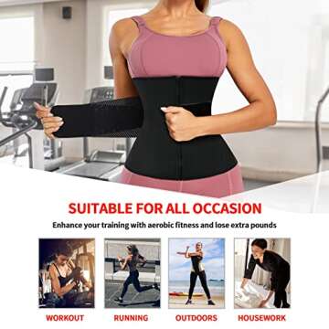 Gotoly Women Waist Trainer Corset Cincher Belt Tummy Control Slimming Body Shaper Belly Workout Sport Girdle (Black, Medium)