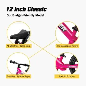 Strider 12" Classic Balance Bike for Toddlers - Lightweight, Adjustable
