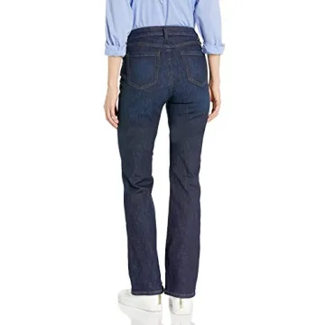 Amazon Essentials Women's Mid-Rise Slim Bootcut Jean, Dark Wash, 8 Short