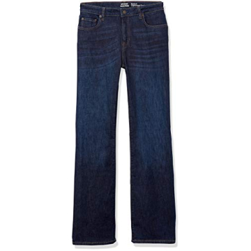 Amazon Essentials Women's Mid-Rise Slim Bootcut Jean, Dark Wash, 8 Short