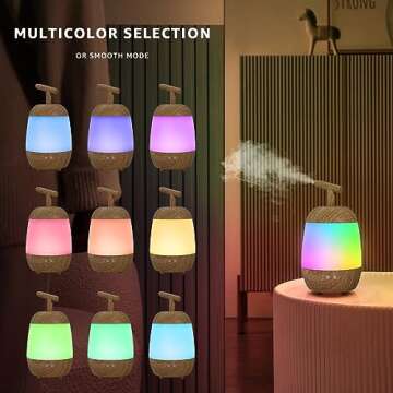 Cool Mist Humidifiers For Bedroom Small,Air Humidifier Diffuser For Home Quiet Easy To Clean,360° Automatic Rotating Nozzle,7 Color RGB LED Lights For Bedroom Room Desk