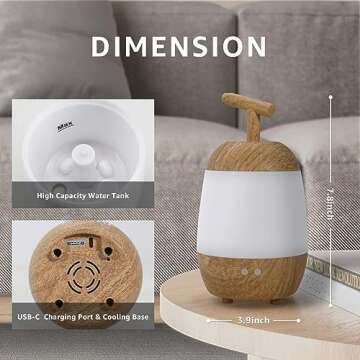 Cool Mist Humidifiers For Bedroom Small,Air Humidifier Diffuser For Home Quiet Easy To Clean,360° Automatic Rotating Nozzle,7 Color RGB LED Lights For Bedroom Room Desk