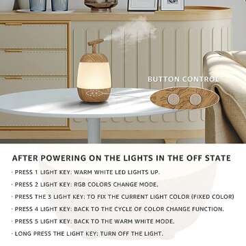 Cool Mist Humidifiers For Bedroom Small,Air Humidifier Diffuser For Home Quiet Easy To Clean,360° Automatic Rotating Nozzle,7 Color RGB LED Lights For Bedroom Room Desk