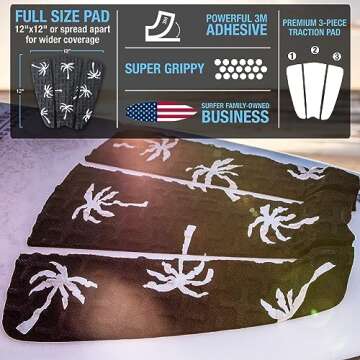 Ho Stevie! Premium Surfboard Traction Pad [Choose Color] 3 Piece, Full Size, Maximum Grip, 3M Adhesi...