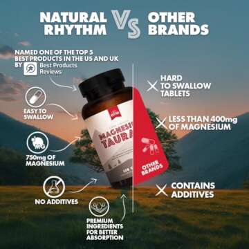 Natural Rhythm Magnesium Taurate | 750mg | Heart Health Support 120 Capsules