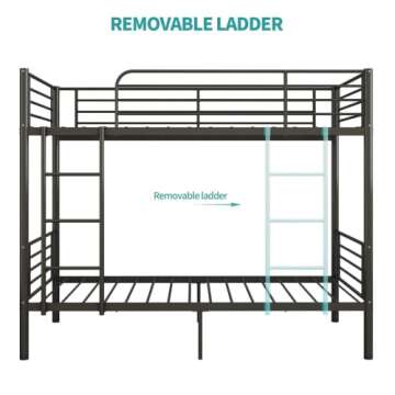 Space-Saving Twin Bunk Bed Frame with Guardrail & Ladder