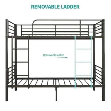 Space-Saving Twin Bunk Bed Frame with Guardrail & Ladder