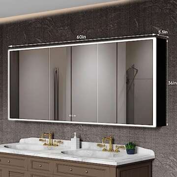 tunuo Medicine Cabinets for Bathroom with Mirror, 60”W x 36”H Wall Mounted LED Medicine Cabinet ...