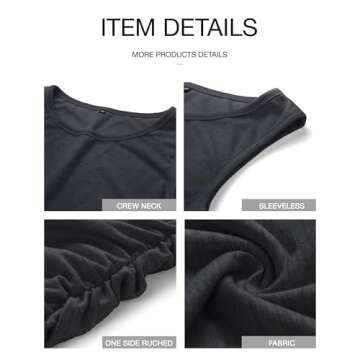 BTFBM Women Casual Dress Crew Neck Ruched Summer Sleeveless Tank Bodycon Shirt Short Mini Dresses (106Black, Large)