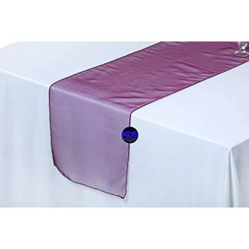 MDS 15 Pack Organza Table Runner – Premium Wine Fabric for Events and Decorations