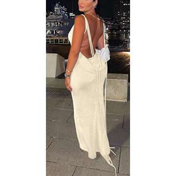 Vssjavun Women’s Sexy Spaghetti Straps Sleeveless Backless Elastic Cotton Wrap Bodycon Summer Party Cocktail Dress Ivory White