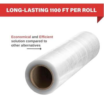 Stretch Wrap Industrial Strength Extra Thick 17.5" 1100 SqFt 80 Gauge (20 Micron) 1 Pack Shrink Wrap Roll for Moving Supplies, Furniture, Pallets, Plastic Wrap for Packing, Heavy Duty Stretch Film